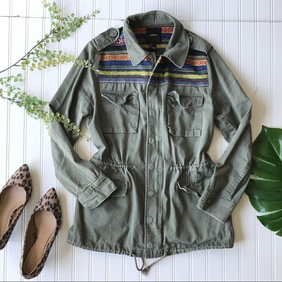 Forever 21 Jackets & Blazers - Forever 21 utility jacket Aztec print embroidered